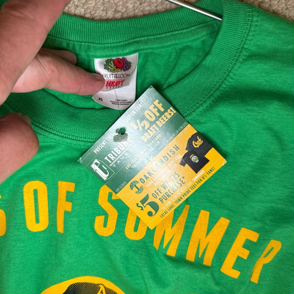 NWT Oakland A’s 1969 Boys of Summer Bando/Rudi/Vida/Fingers T-Shirt Green XL - Picture 6 of 8